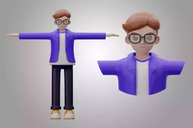 Male cartoon characters Low-poly