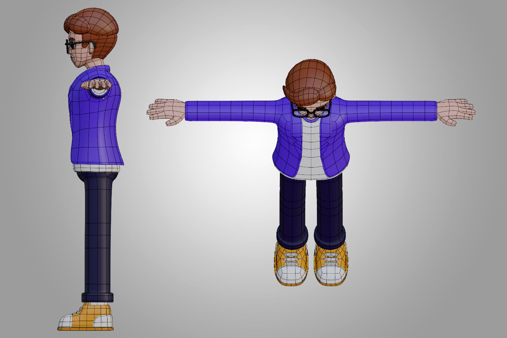 Male cartoon characters Low-poly 3D model_5