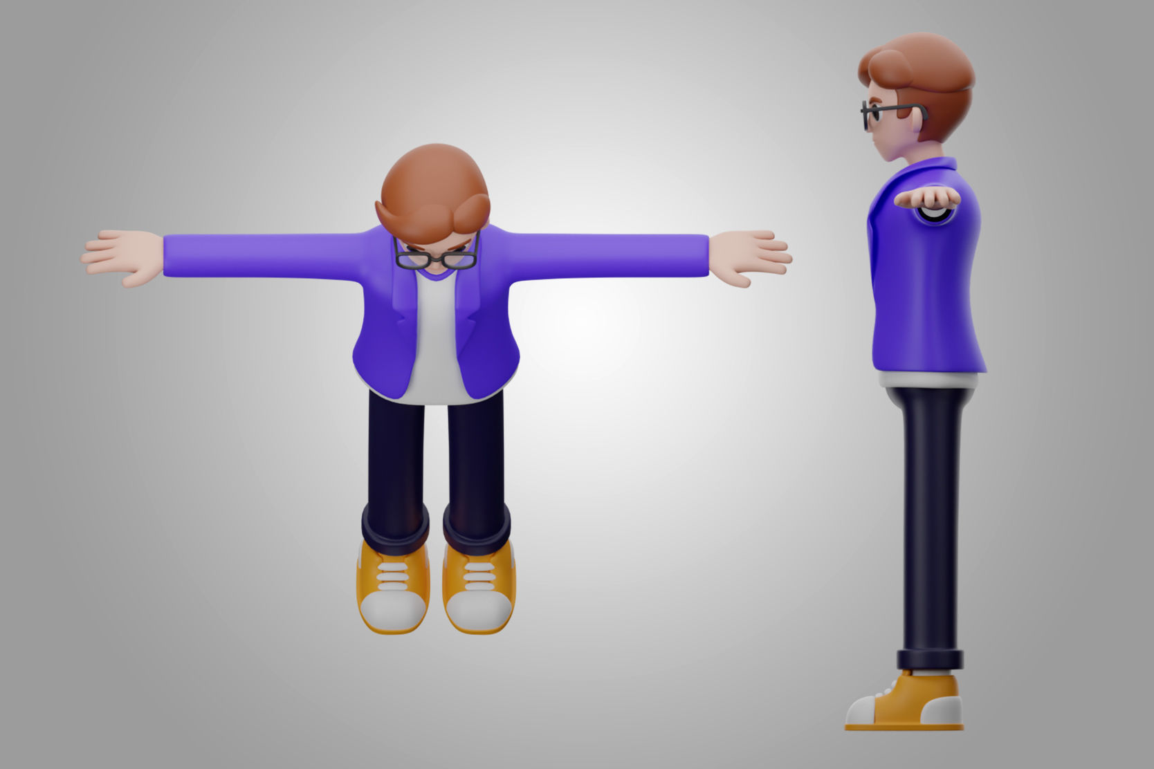 Male cartoon characters Low-poly 3D model_3