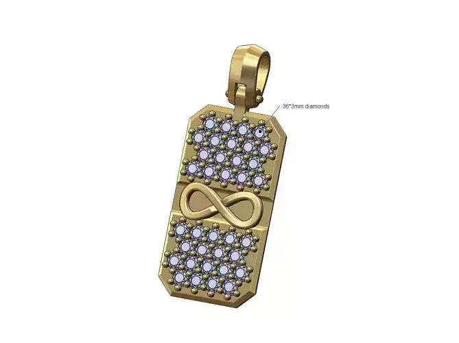 Infinity diamond rectangular dogtag pendant