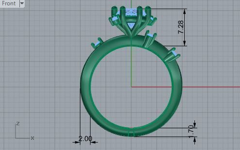 Round Diamond Ring 2570 3D print model_5