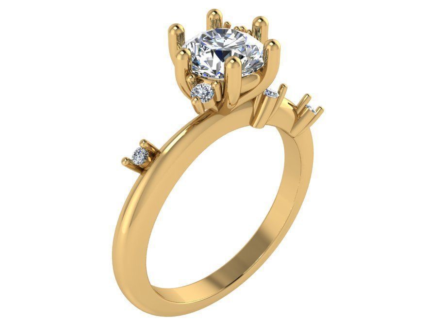 Round Diamond Ring 2570 3D print model_1