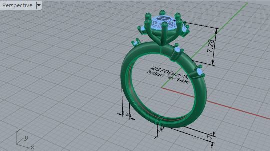 Round Diamond Ring 2570 3D print model_7