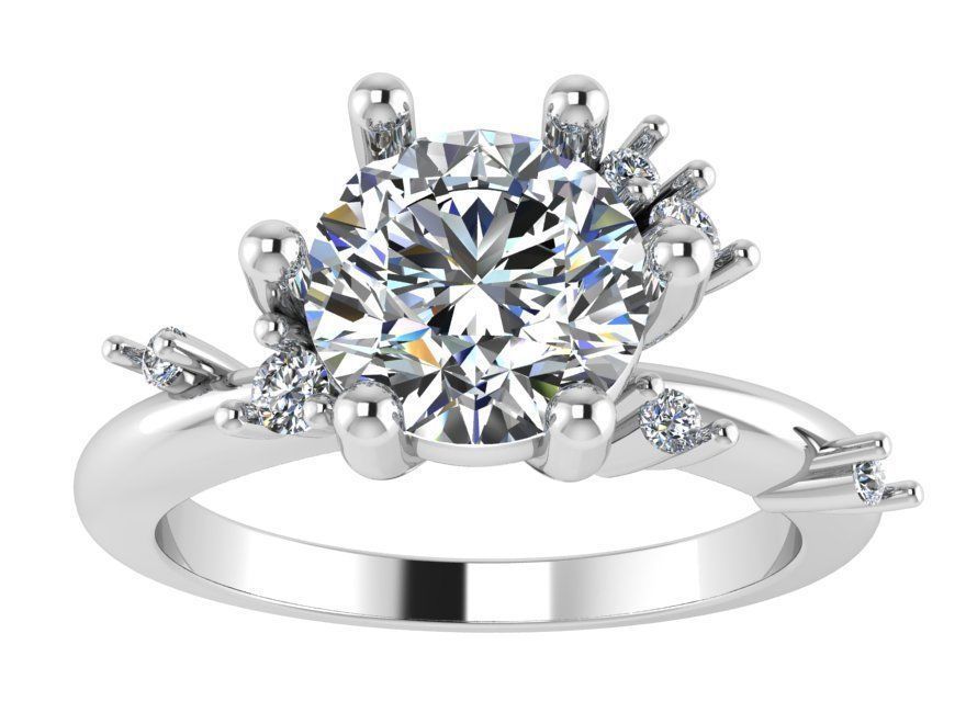 Round Diamond Ring 2570 3D print model_2