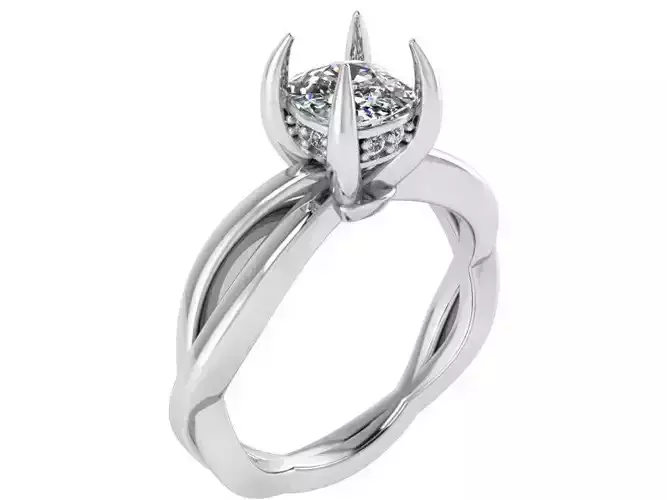 Cushion Solitaire Twisted Ring 2572