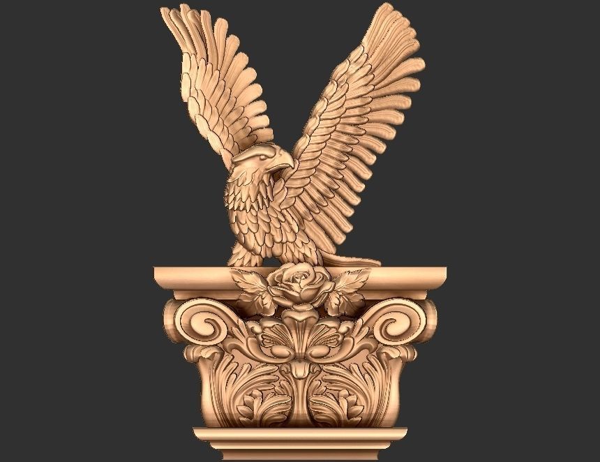 EAGLE CARVED ARCHITUAL ORNAMENT -BASS RELIEF 3D print model_9