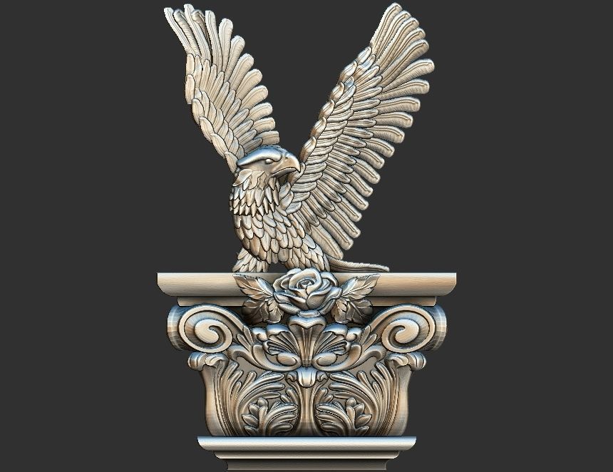 EAGLE CARVED ARCHITUAL ORNAMENT -BASS RELIEF 3D print model_5