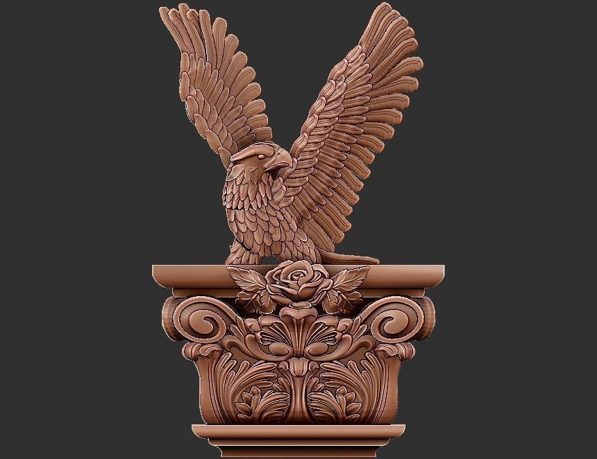 EAGLE CARVED ARCHITUAL ORNAMENT -BASS RELIEF 3D print model_8