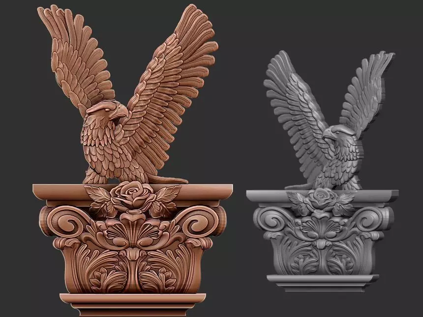 EAGLE CARVED ARCHITUAL ORNAMENT -BASS RELIEF 3D print model_0