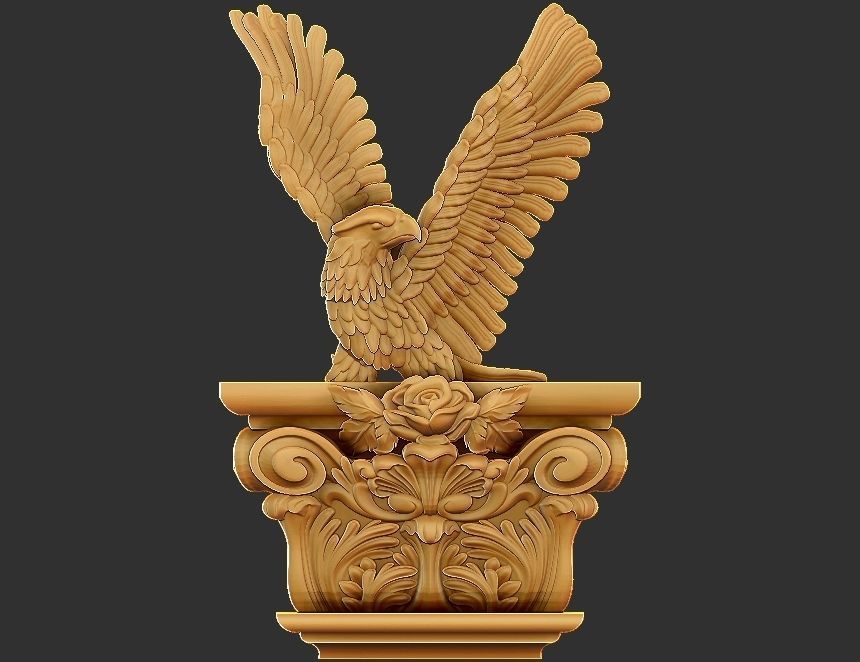 EAGLE CARVED ARCHITUAL ORNAMENT -BASS RELIEF 3D print model_3
