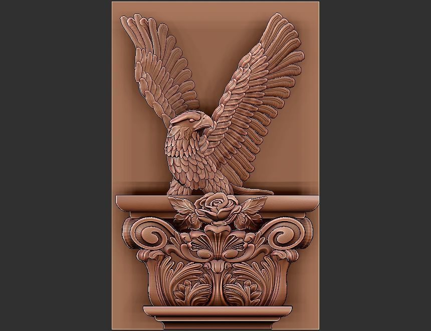 EAGLE CARVED ARCHITUAL ORNAMENT -BASS RELIEF 3D print model_17