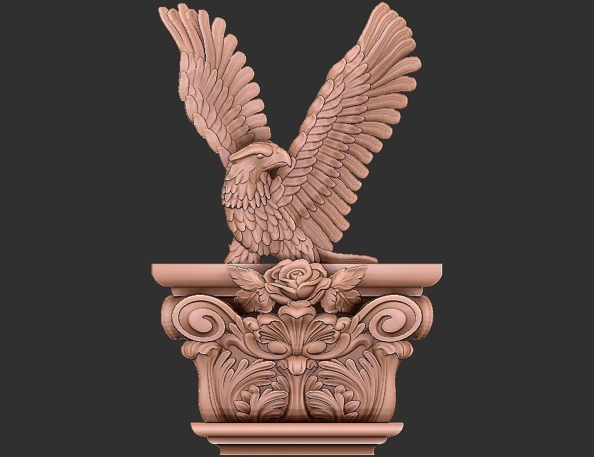 EAGLE CARVED ARCHITUAL ORNAMENT -BASS RELIEF 3D print model_7