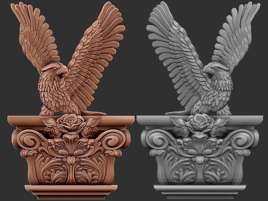 EAGLE CARVED ARCHITUAL ORNAMENT -BASS RELIEF 3D print model_18