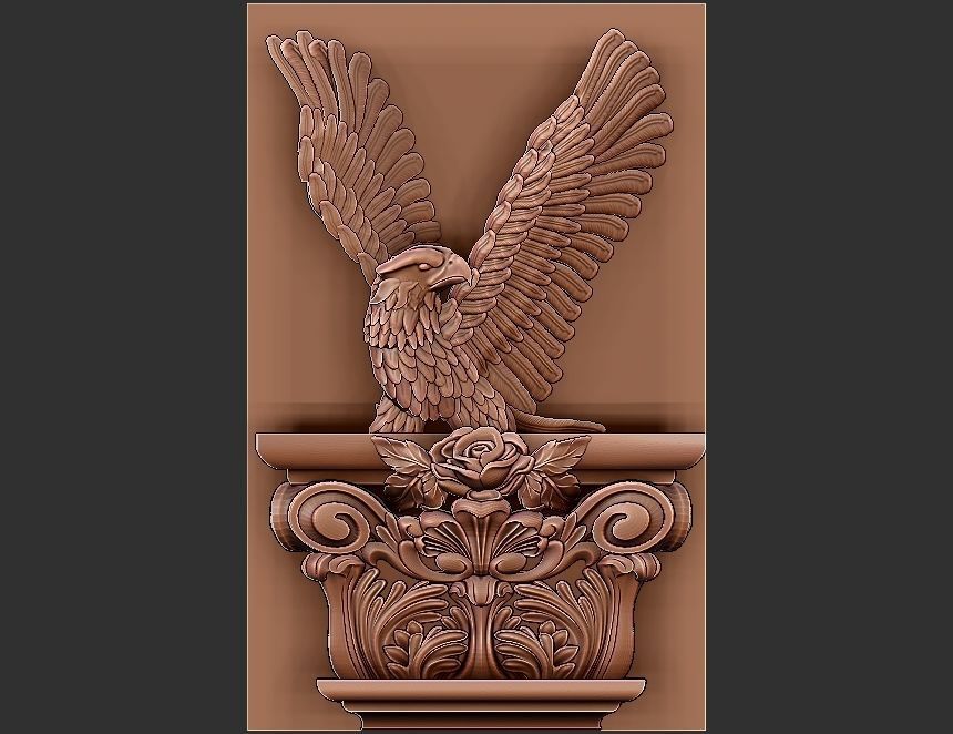 EAGLE CARVED ARCHITUAL ORNAMENT -BASS RELIEF 3D print model_14