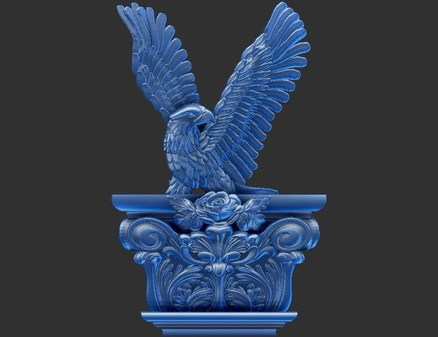 EAGLE CARVED ARCHITUAL ORNAMENT -BASS RELIEF 3D print model_10