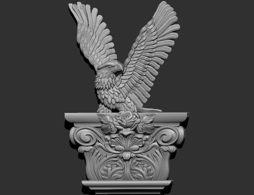 EAGLE CARVED ARCHITUAL ORNAMENT -BASS RELIEF 3D print model_13