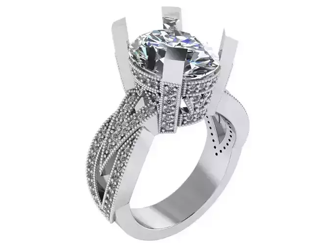 Oval Diamond Twisted Ring 2573