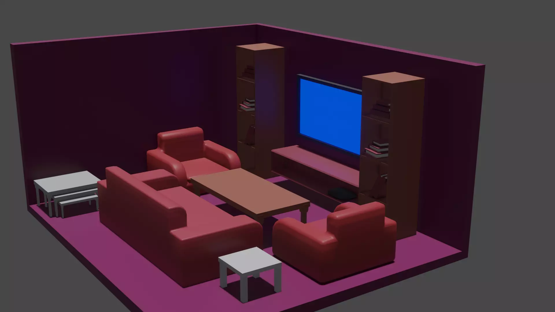 livingroom perspektif Low-poly 3D model_0