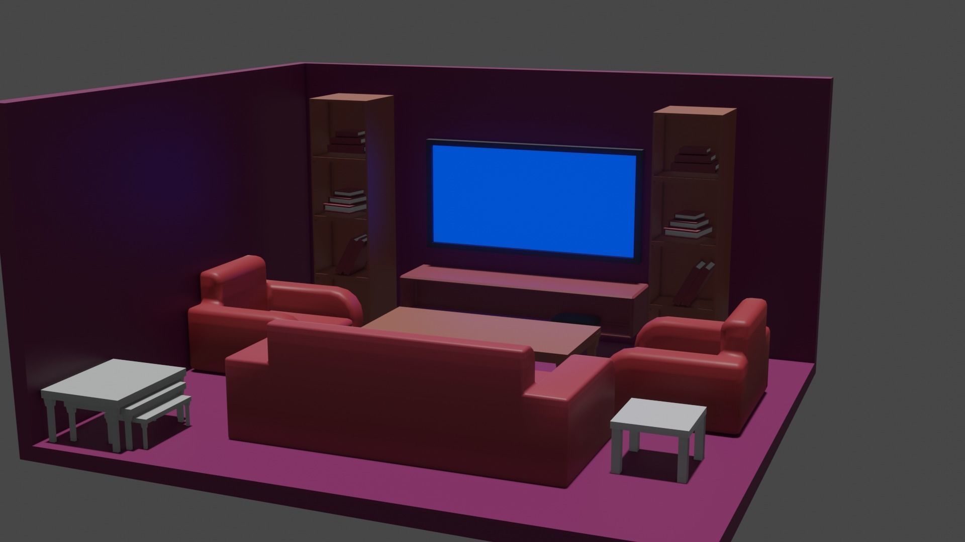 livingroom perspektif Low-poly 3D model_1