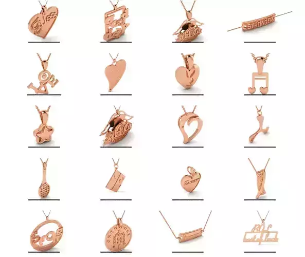51 Light wt Plain Gold Charm Pendant 3dm renders details  3D Model Collection