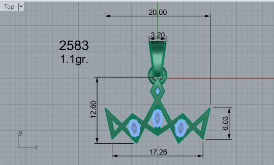 Zigzag Diamond Pendant 2583 3D print model_4