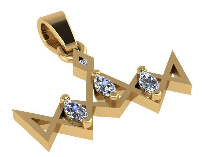 Zigzag Diamond Pendant 2583 3D print model_1