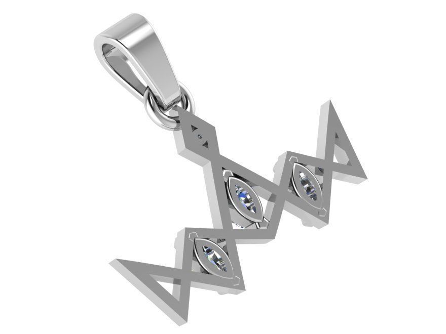 Zigzag Diamond Pendant 2583 3D print model_3