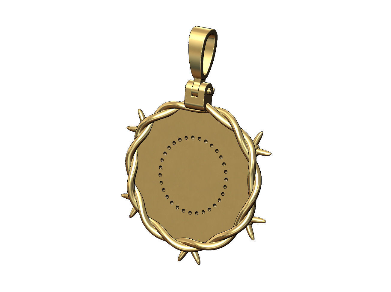 Fluted diamond bezel barbwire thornes pendant 3D print model_3