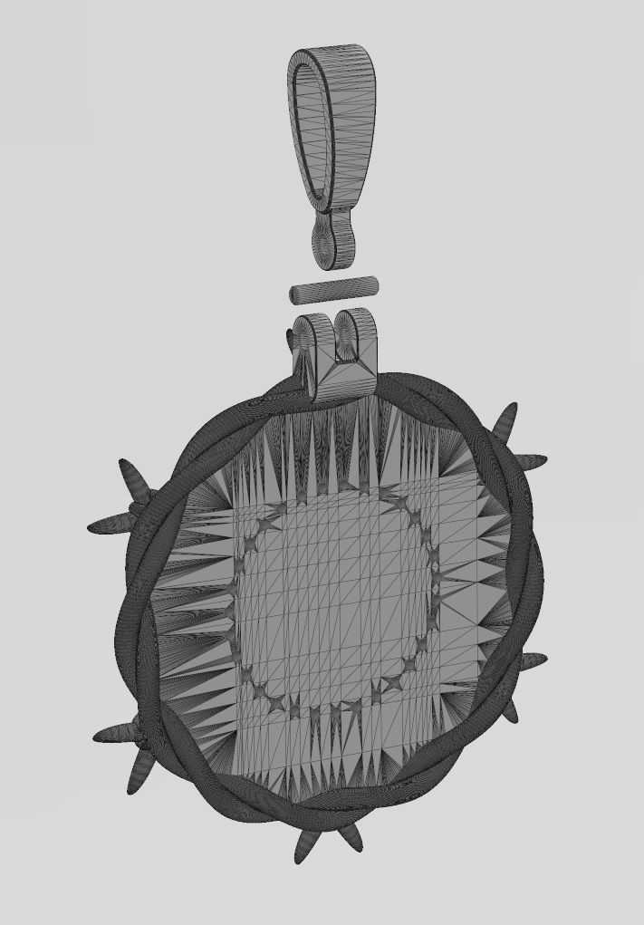 Fluted diamond bezel barbwire thornes pendant 3D print model_13