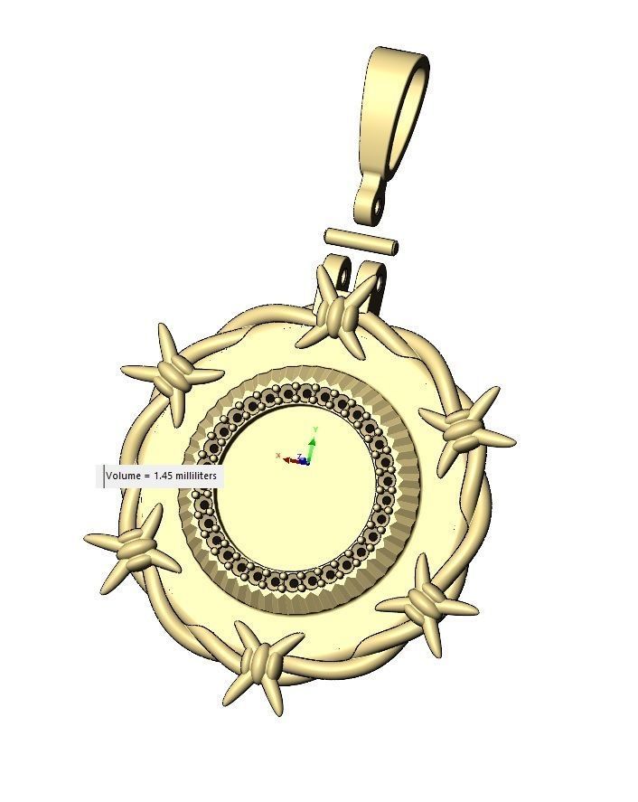 Fluted diamond bezel barbwire thornes pendant 3D print model_11