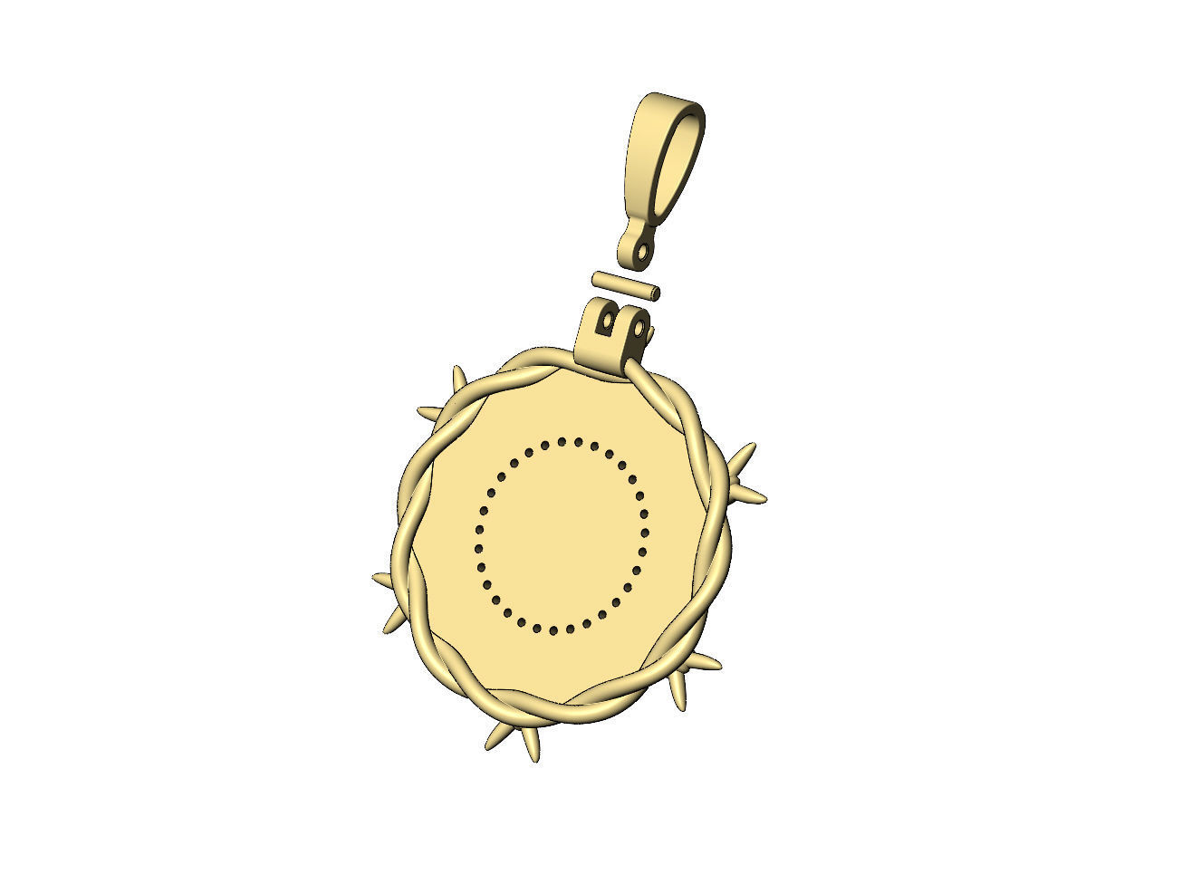 Fluted diamond bezel barbwire thornes pendant 3D print model_9