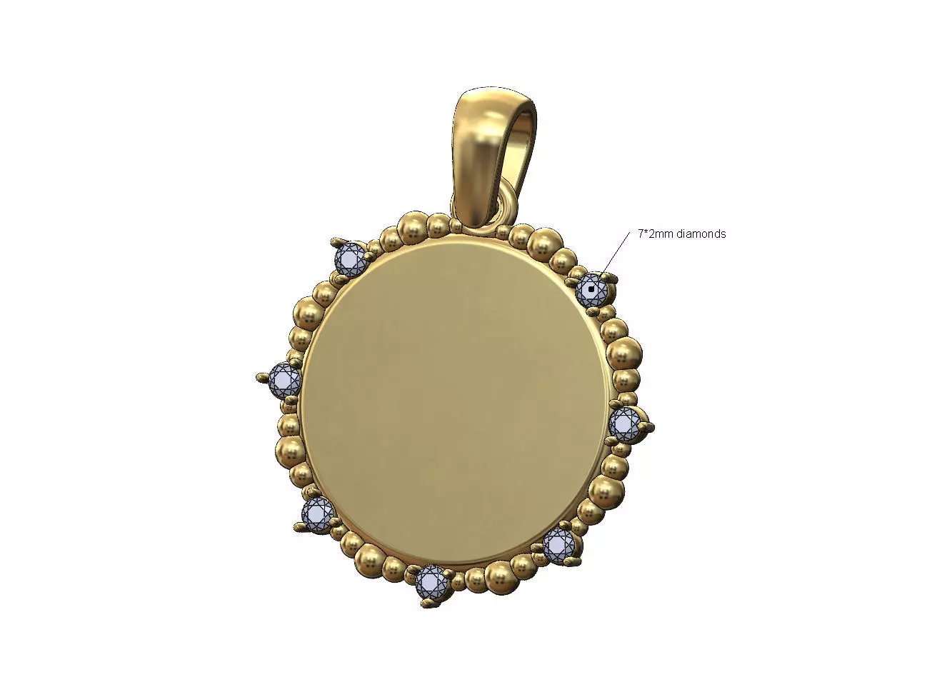 Beaded diamond engravable pendant charm 3D print model