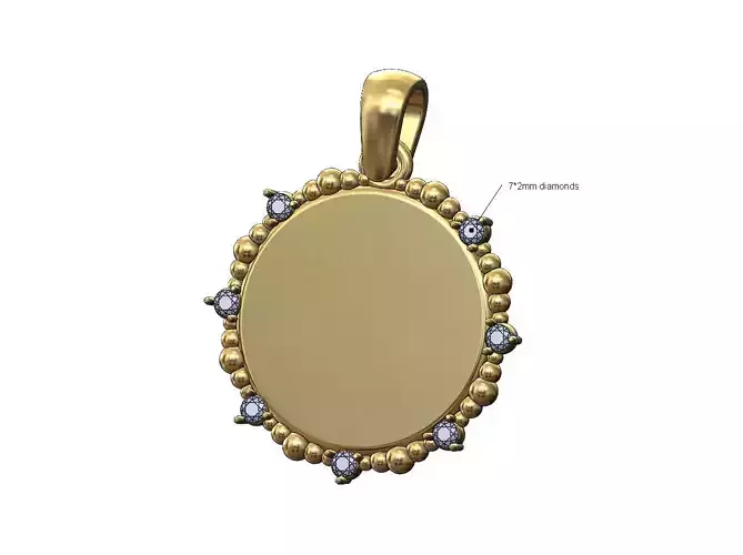Beaded diamond engravable pendant charm 