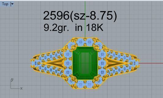 Emerald Halo Split Shank Ring 2596 3D print model_4