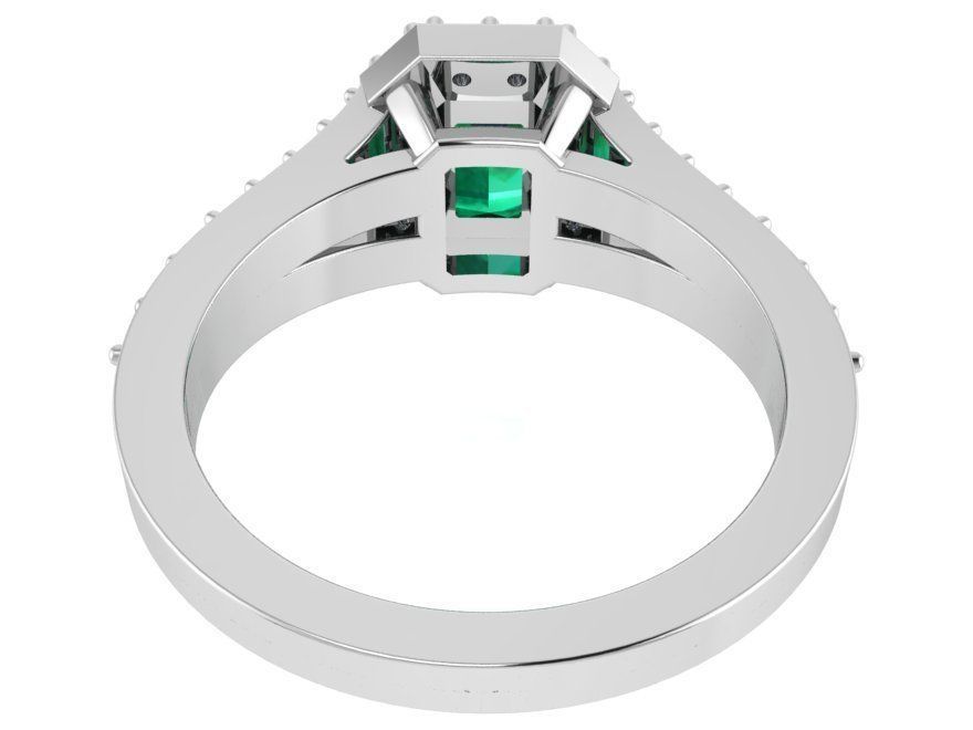 Emerald Halo Split Shank Ring 2596 3D print model_3