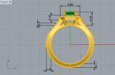 Emerald Halo Split Shank Ring 2596 3D print model_5