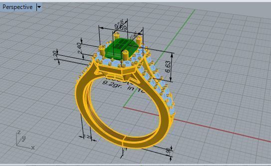 Emerald Halo Split Shank Ring 2596 3D print model_7