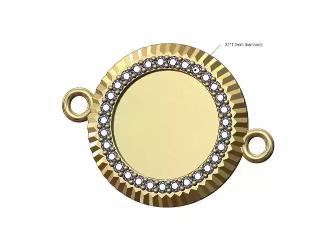 Fluted diamond engravable bezel bracelet charm