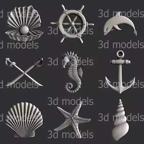 3d STL models for CNC router or 3dprinter maritime set P491