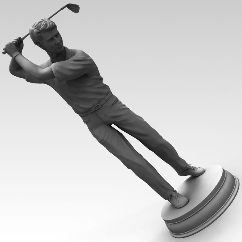 3D Models Golfer bronze statue 3D model_1