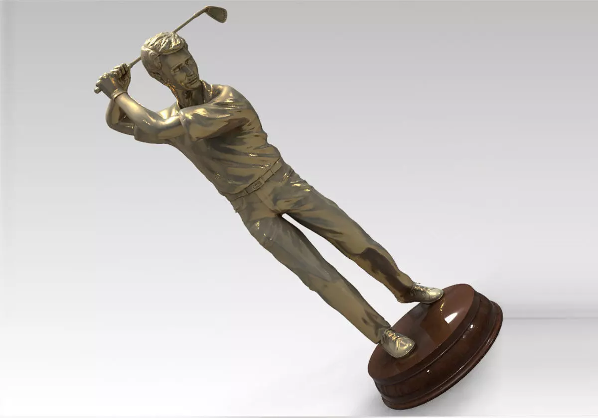 3D Models Golfer bronze statue 3D model_0