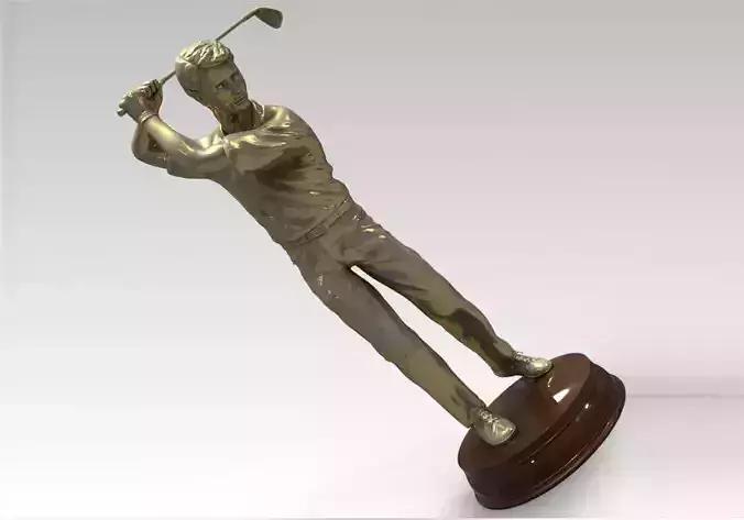 3D Models Golfer bronze statue 3D model