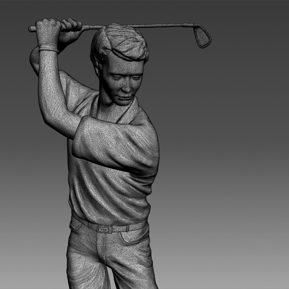3D Models Golfer bronze statue 3D model_2