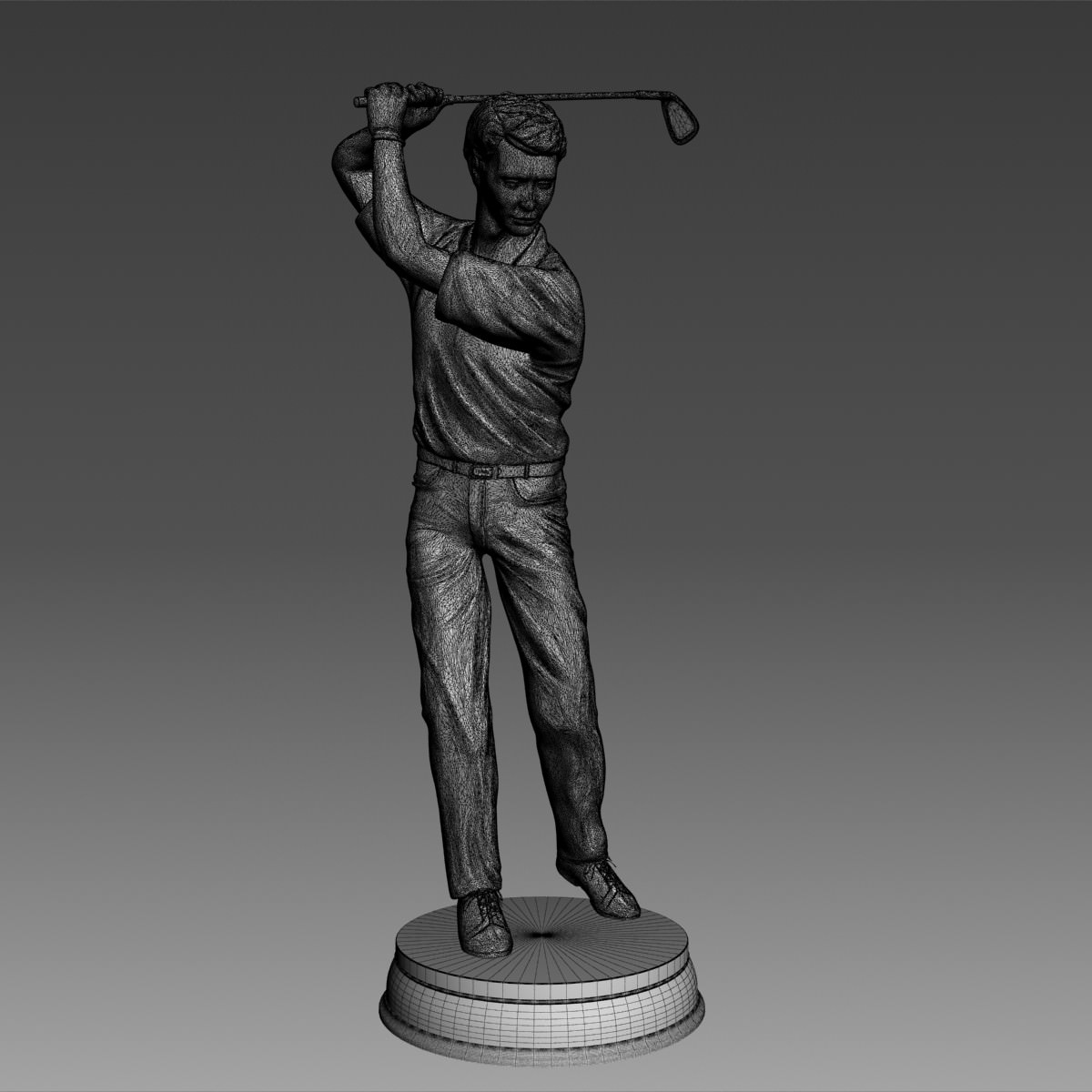 3D Models Golfer bronze statue 3D model_3