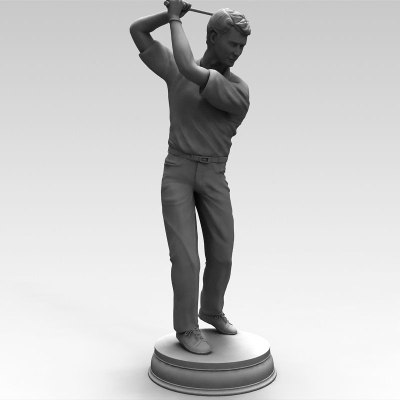 3D Models Golfer bronze statue 3D model_9