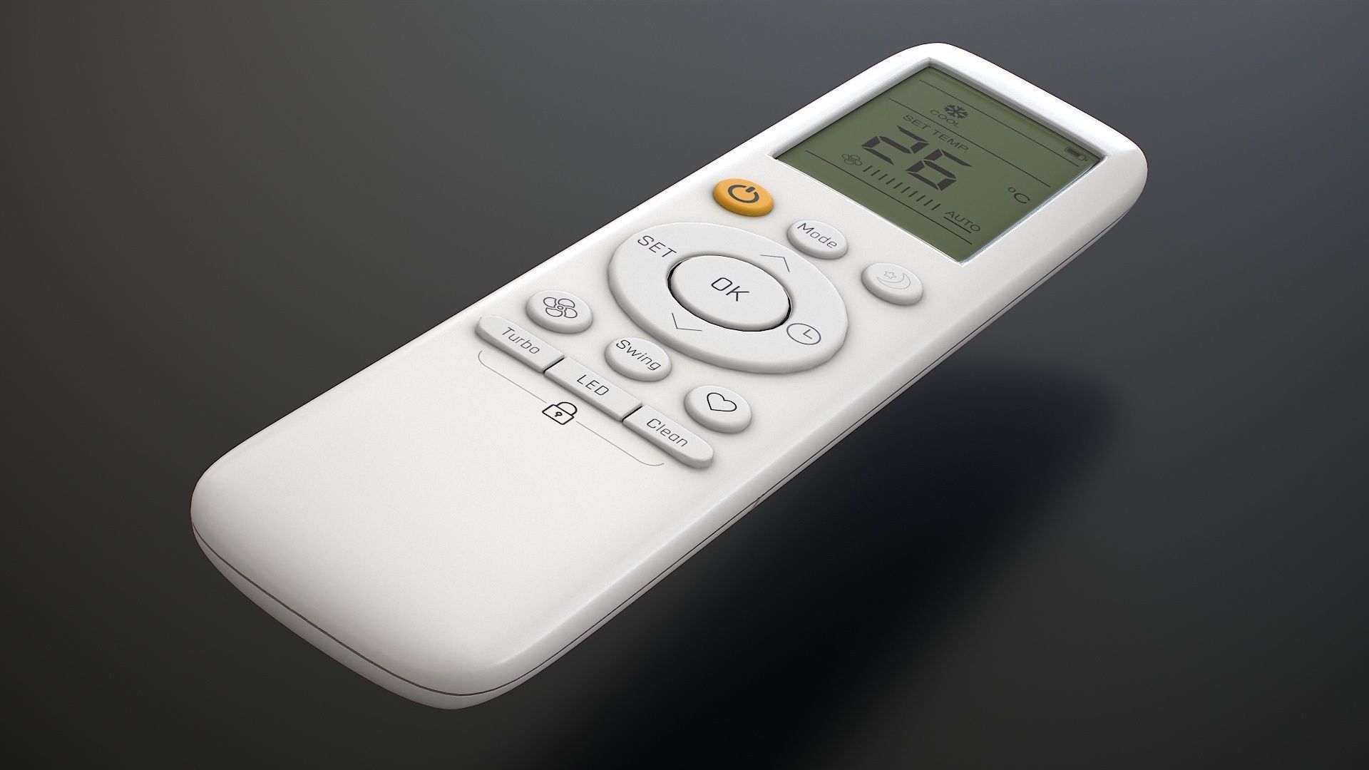 Air Conditioner Remote Control - AC Remote Low-poly 3D model_12