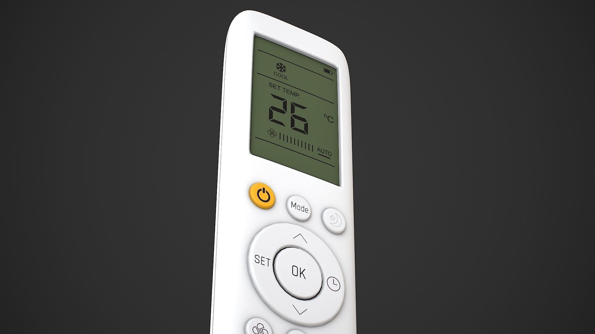 Air Conditioner Remote Control - AC Remote Low-poly 3D model_16