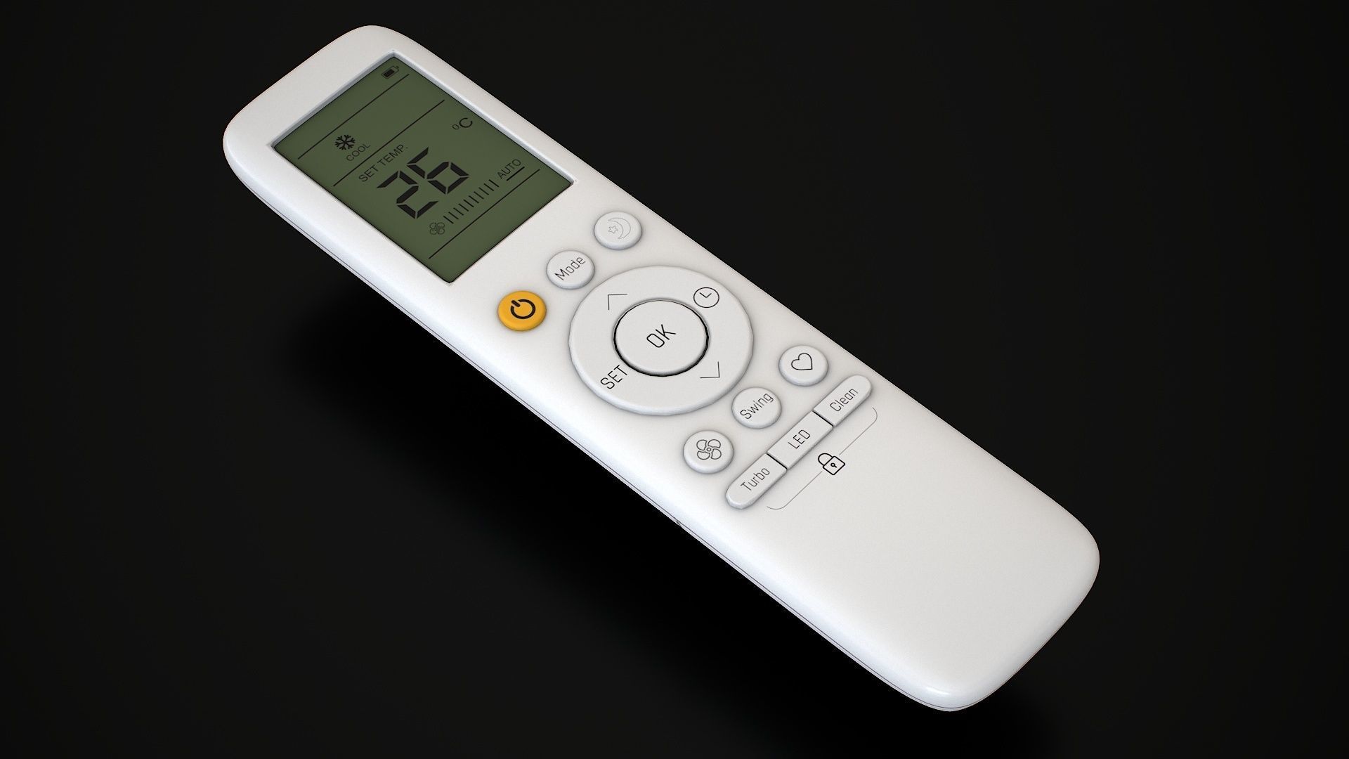 Air Conditioner Remote Control - AC Remote Low-poly 3D model_15