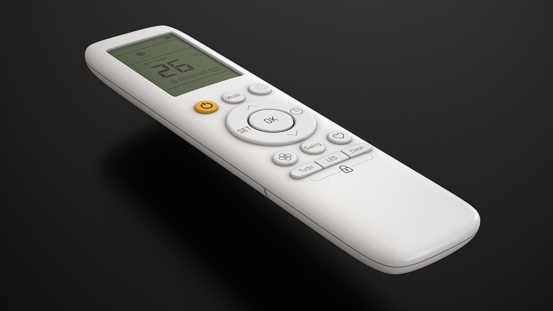 Air Conditioner Remote Control - AC Remote Low-poly 3D model_11