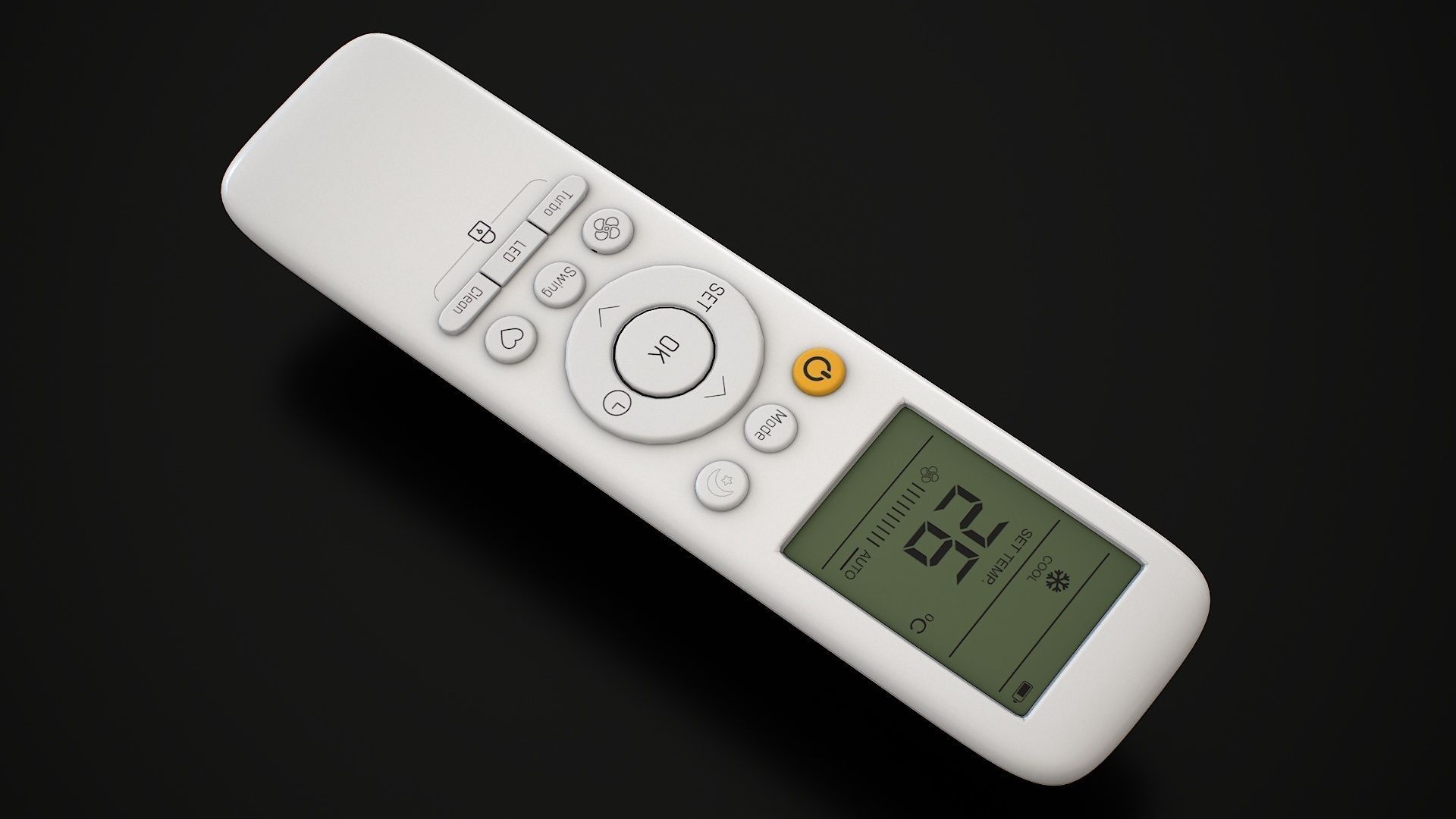 Air Conditioner Remote Control - AC Remote Low-poly 3D model_5
